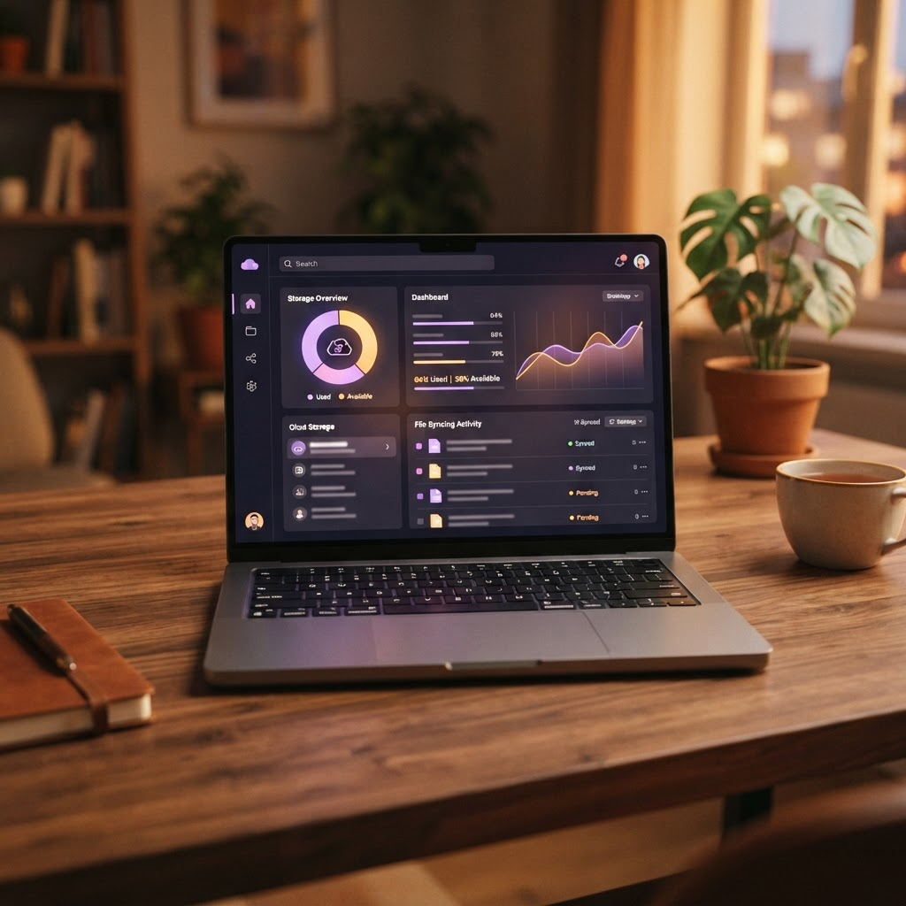 CloudySeat dashboard showing synced files and storage usage
